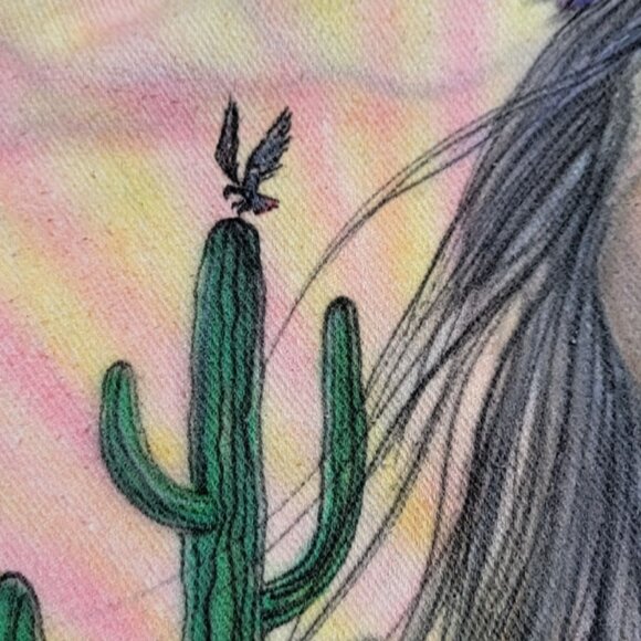 VINTAGE 90s Wek The World Sweatshirt L/XL Beige Native American Bison Graphic - Picture 4 of 12